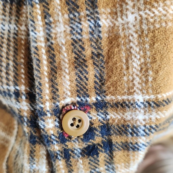 Dickies mustard yellow Black white Plaid Shacket Jacket Sz XL 100% cotton - Picture 3 of 7